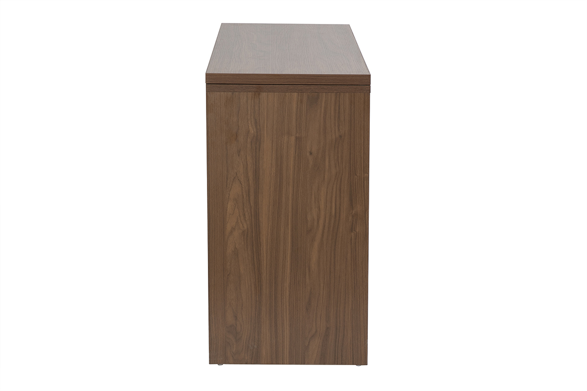 Modulierbarer Schreibtisch mit dunkelbrauner Walnuss-Holzoberfl�che L110-200.5 cm CONRAD