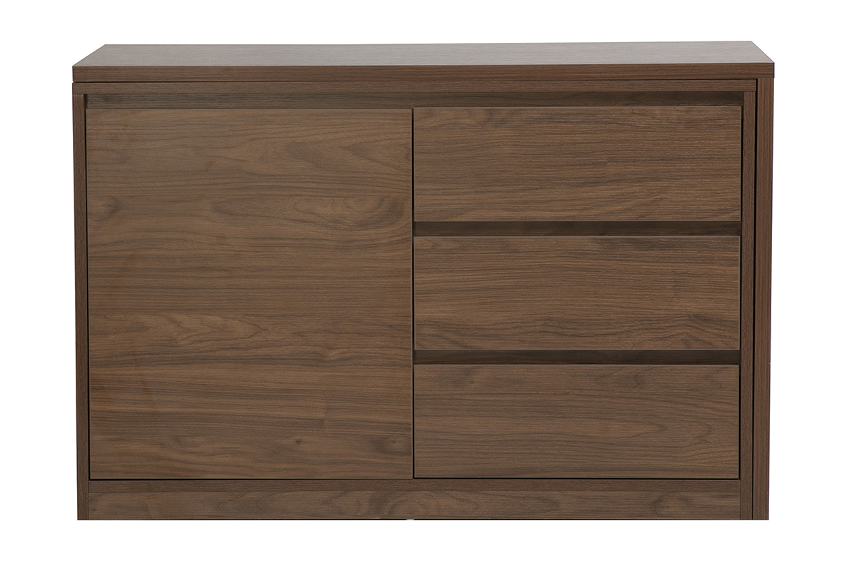 Modulierbarer Schreibtisch mit dunkelbrauner Walnuss-Holzoberfl�che L110-200.5 cm CONRAD