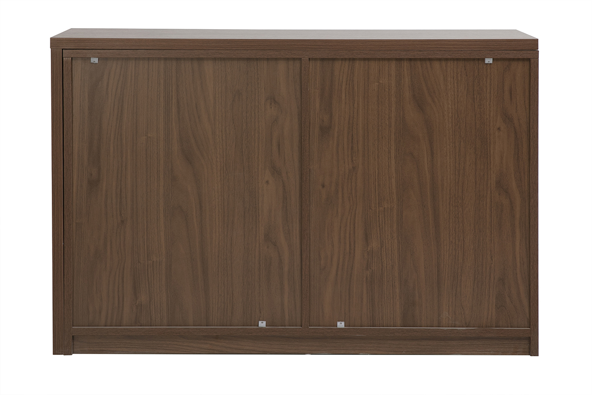 Modulierbarer Schreibtisch mit dunkelbrauner Walnuss-Holzoberfl�che L110-200.5 cm CONRAD