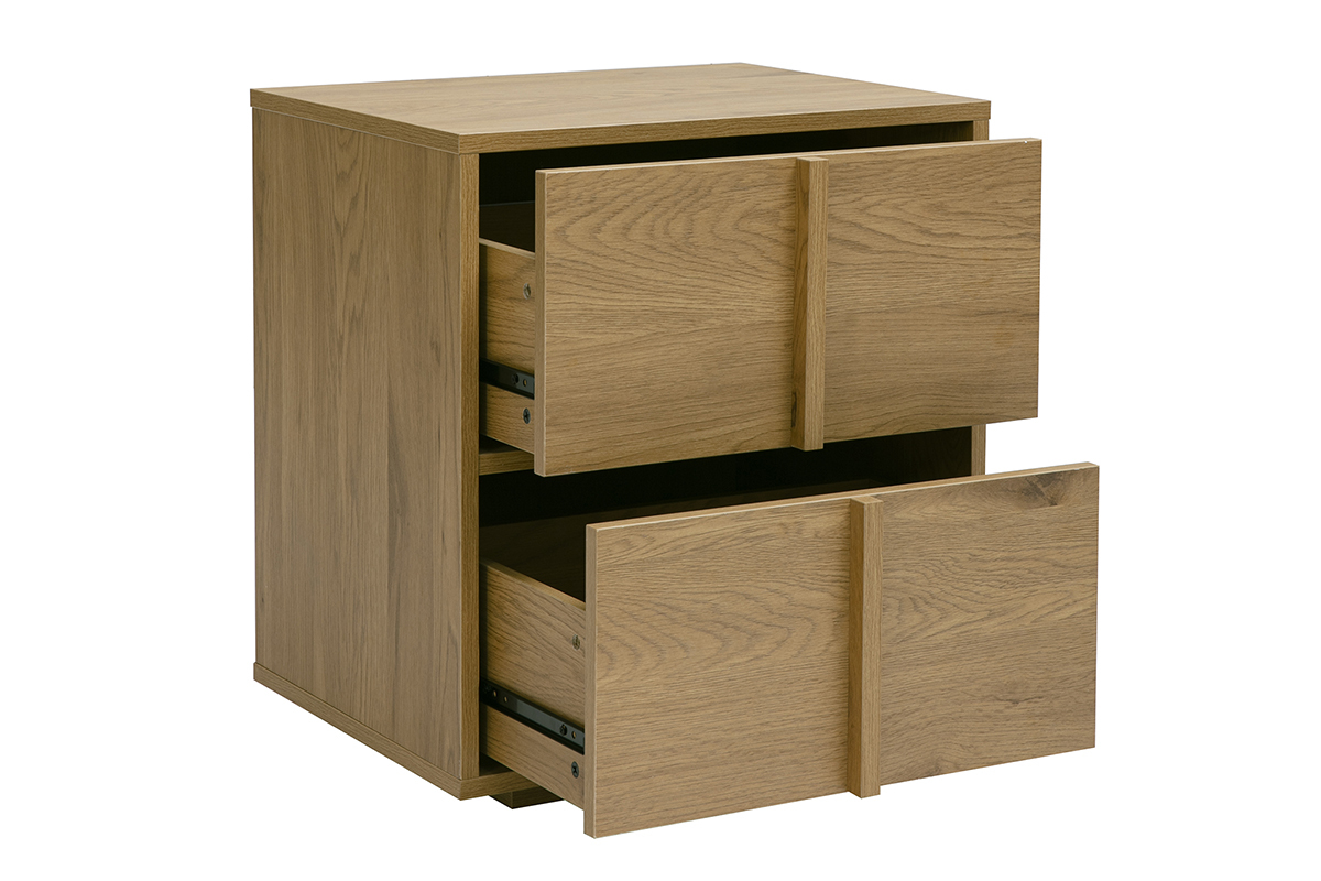 Nachttisch 2 Schubladen helle Holzoptik Eiche LOTHAIRE