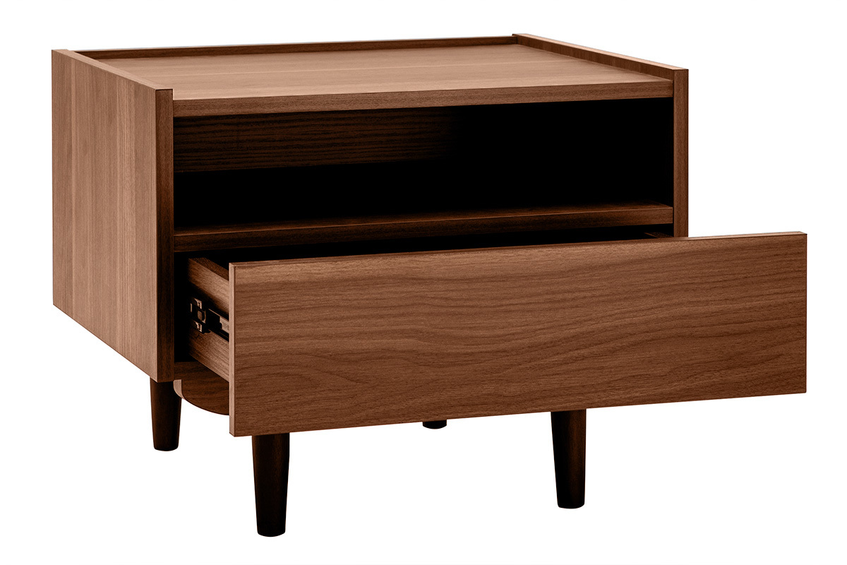 Nachttisch aus dunklem Holz mit Schublade SANAA