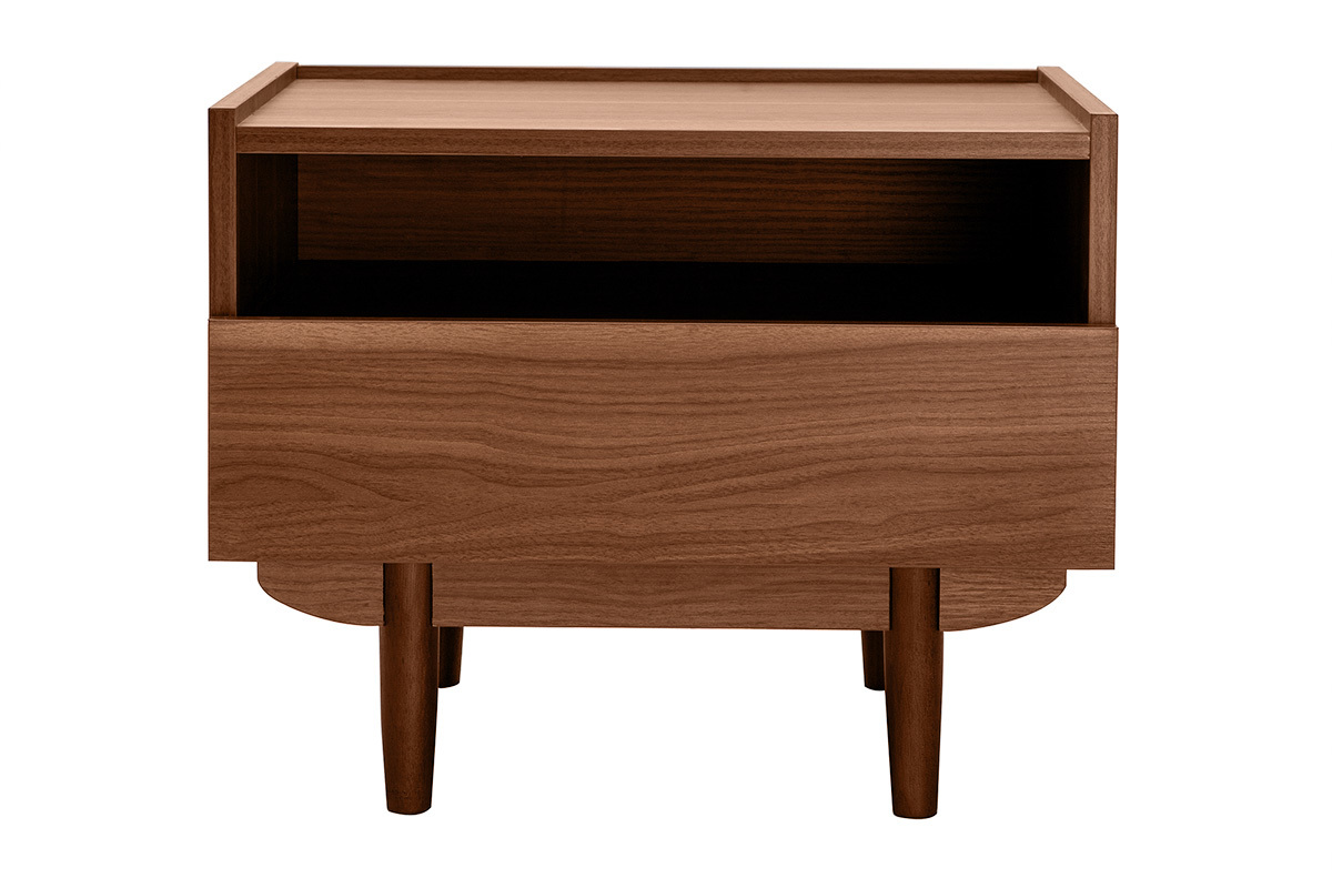 Nachttisch aus dunklem Holz mit Schublade SANAA