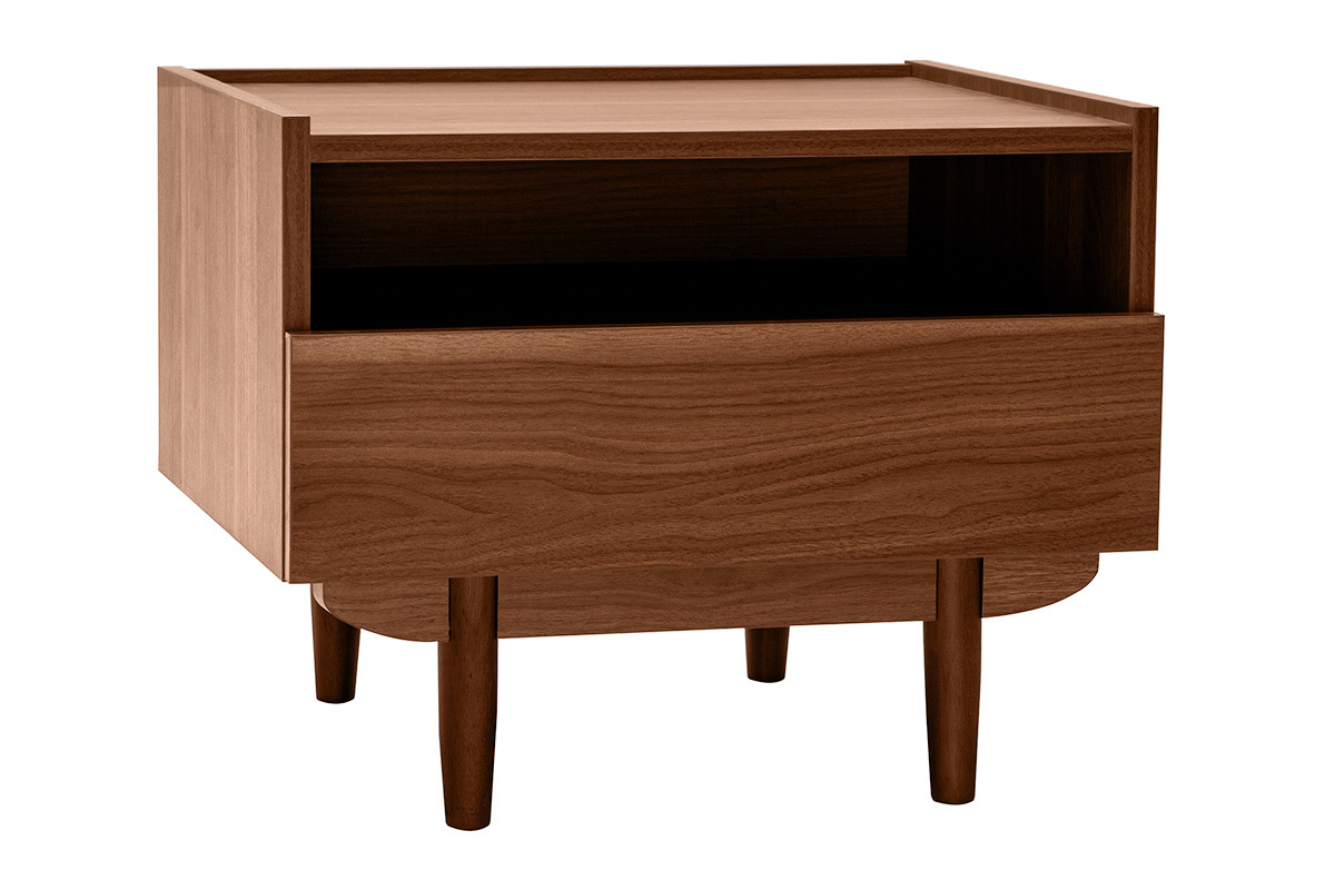Nachttisch aus dunklem Holz mit Schublade SANAA
