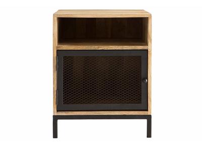 Nachttisch aus Mangoholz und Metall perforiert RACK - Nachttisch aus Mangoholz und Metall perforiert RACK