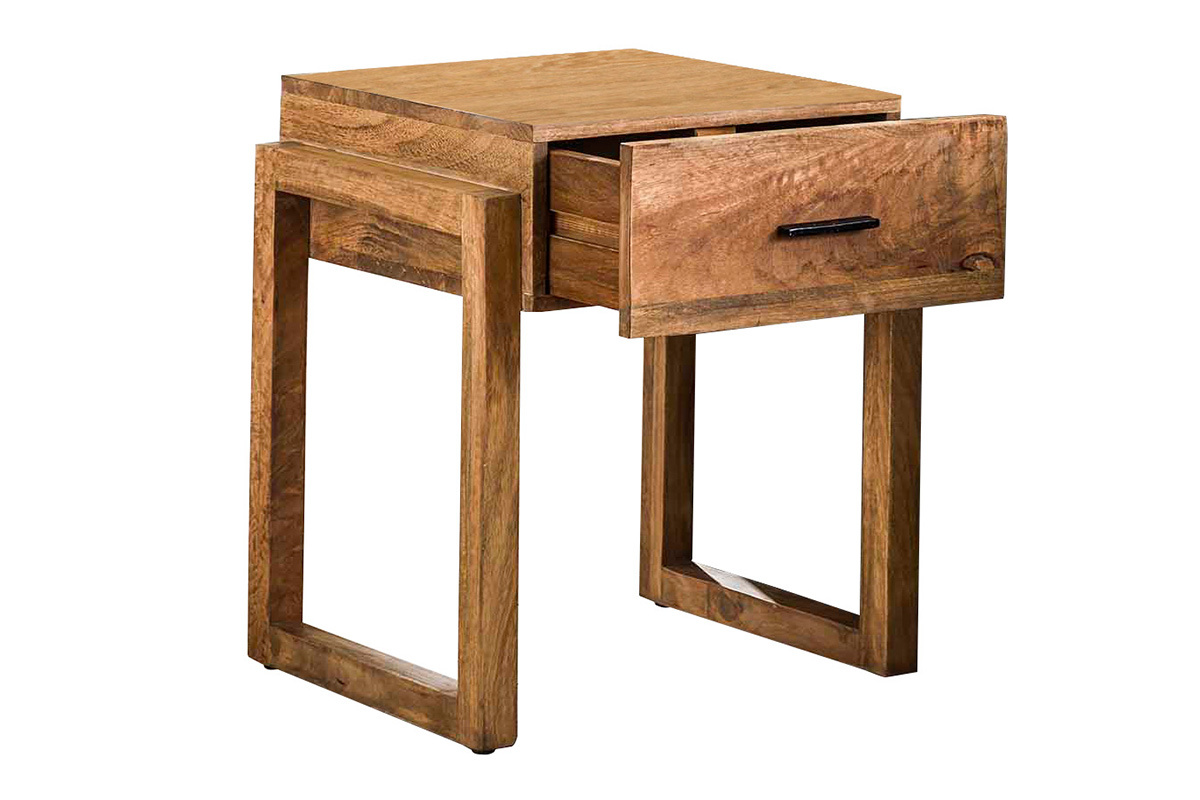 Nachttisch aus massivem Mangoholz mit Schublade DALE