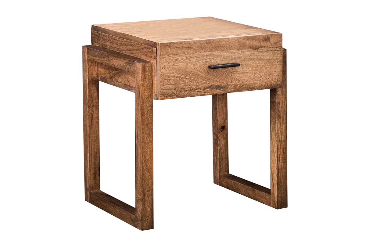Nachttisch aus massivem Mangoholz mit Schublade DALE