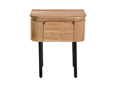 Nachttisch aus Massivholz und schwarzem Metall mit Schublade NAPOLI