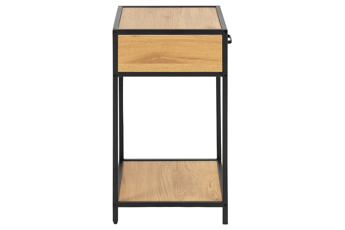 Nachttisch im Industrial Style Holz und schwarzes Metall TRESCA