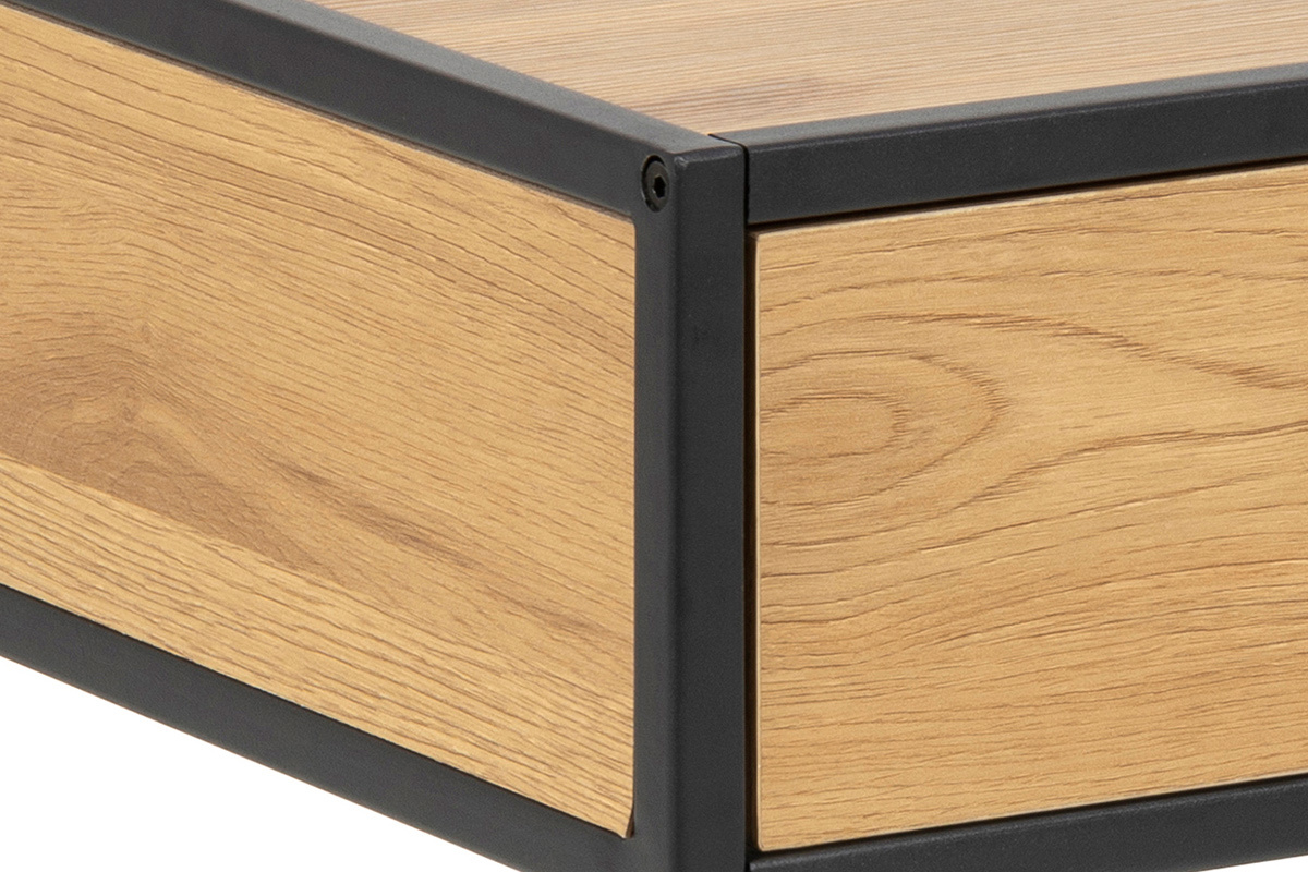 Nachttisch im Industrial Style Holz und schwarzes Metall TRESCA