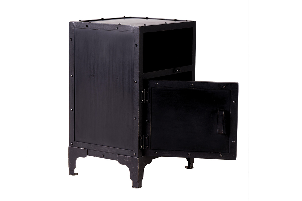 Nachttisch Industrie-Stil aus Metall Schwarz FACTORY