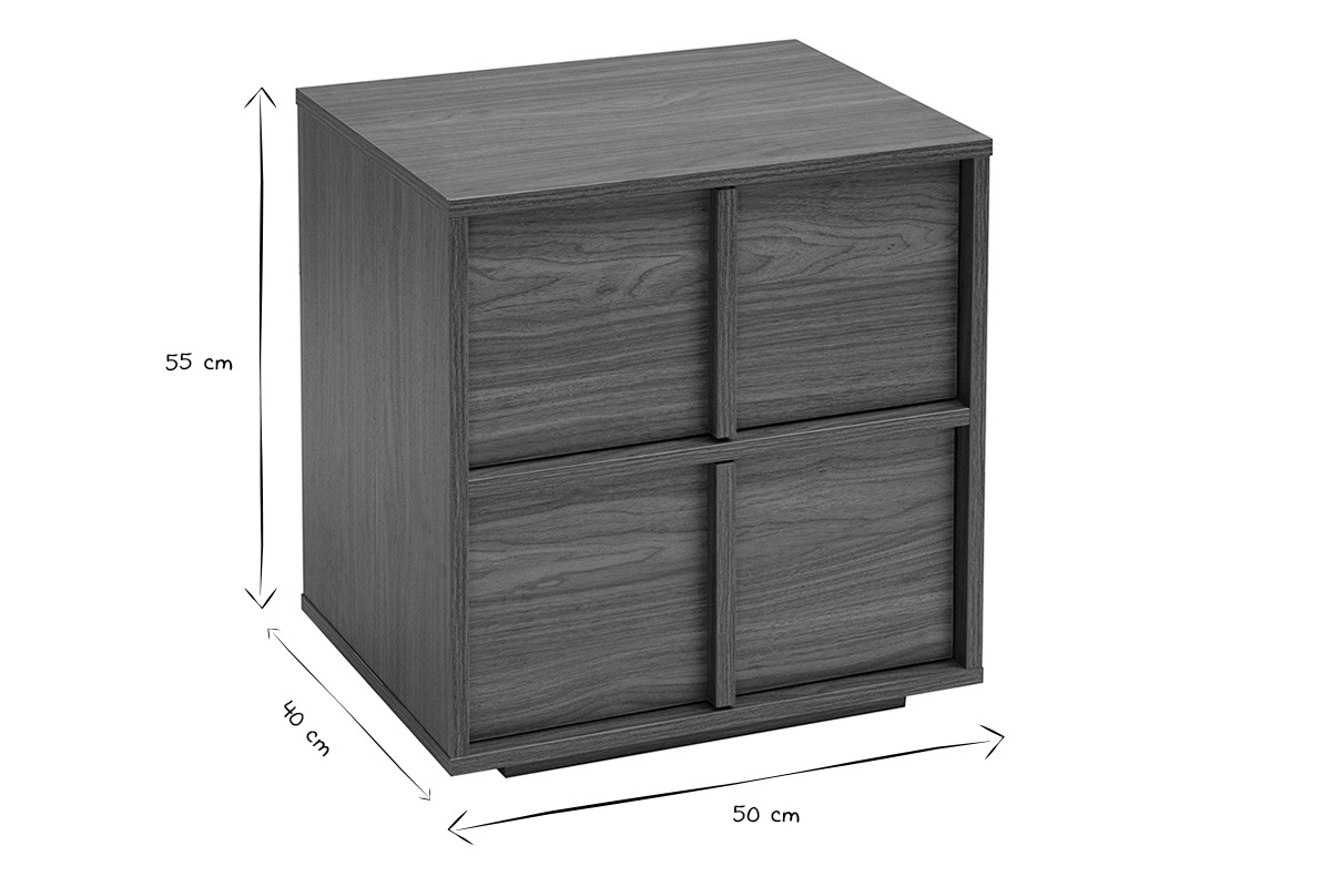 Abmessungen des Nachttischs 50x40x55 cm in Schwarz und Wei� mit zwei Schubladen