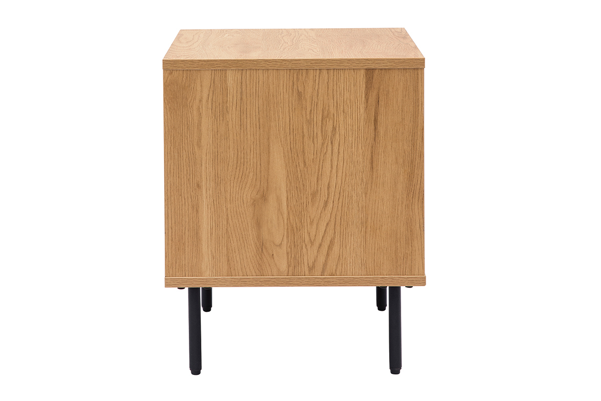 Nachttisch mit hellem Holzfinish in Eiche 2 Schubladen ARAGON