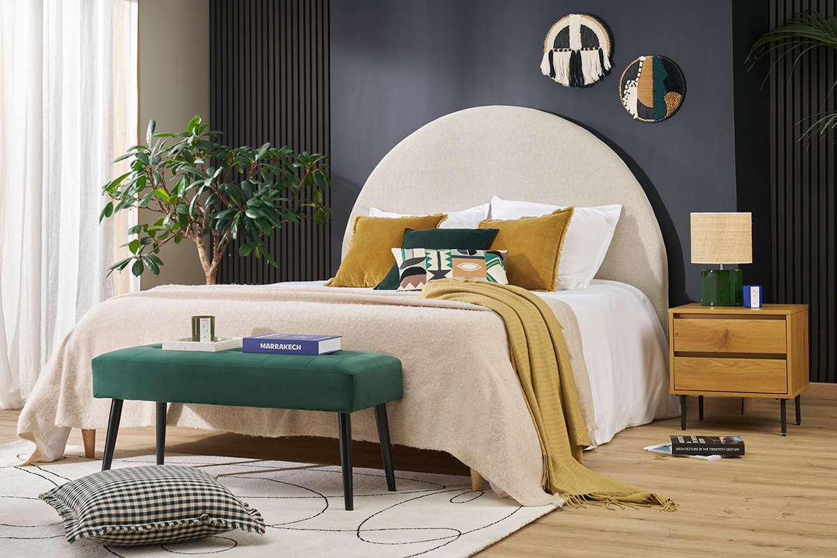 Nachttisch mit hellem Holzfinish in Eiche 2 Schubladen ARAGON