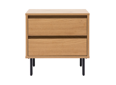 Nachttisch mit hellem Holzfinish in Eiche 2 Schubladen ARAGON