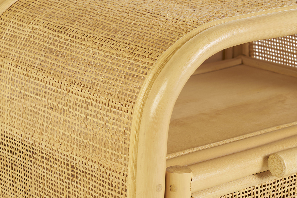 Nachttisch mit Rattan-Schublade LUWAK