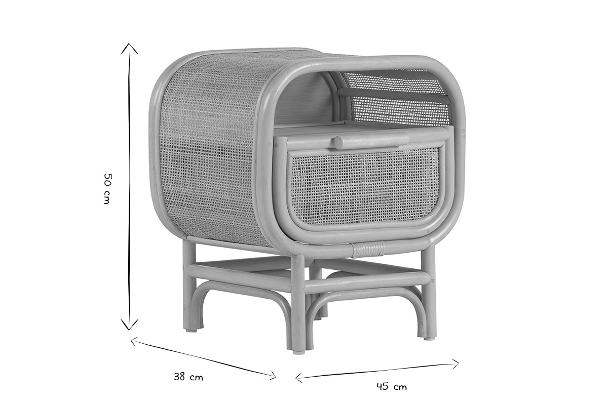 Nachttisch mit Rattan-Schublade LUWAK