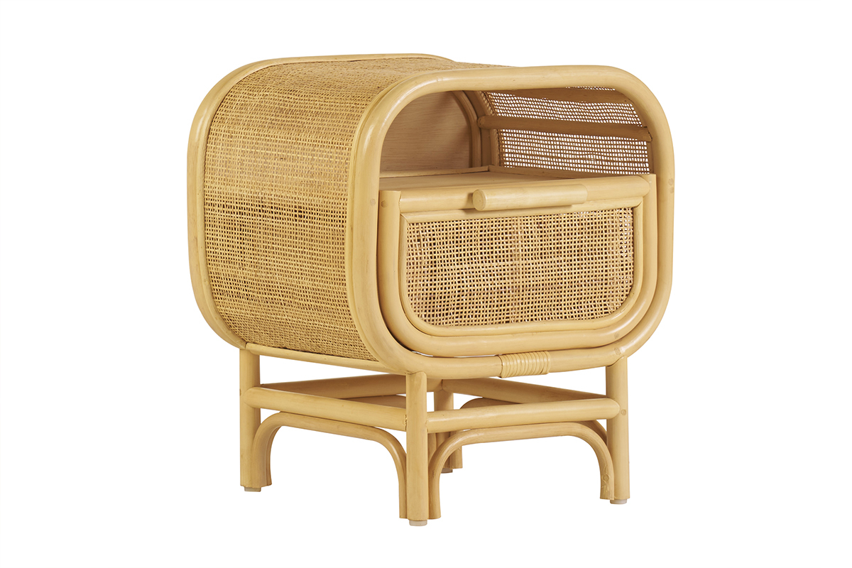 Nachttisch mit Rattan-Schublade LUWAK