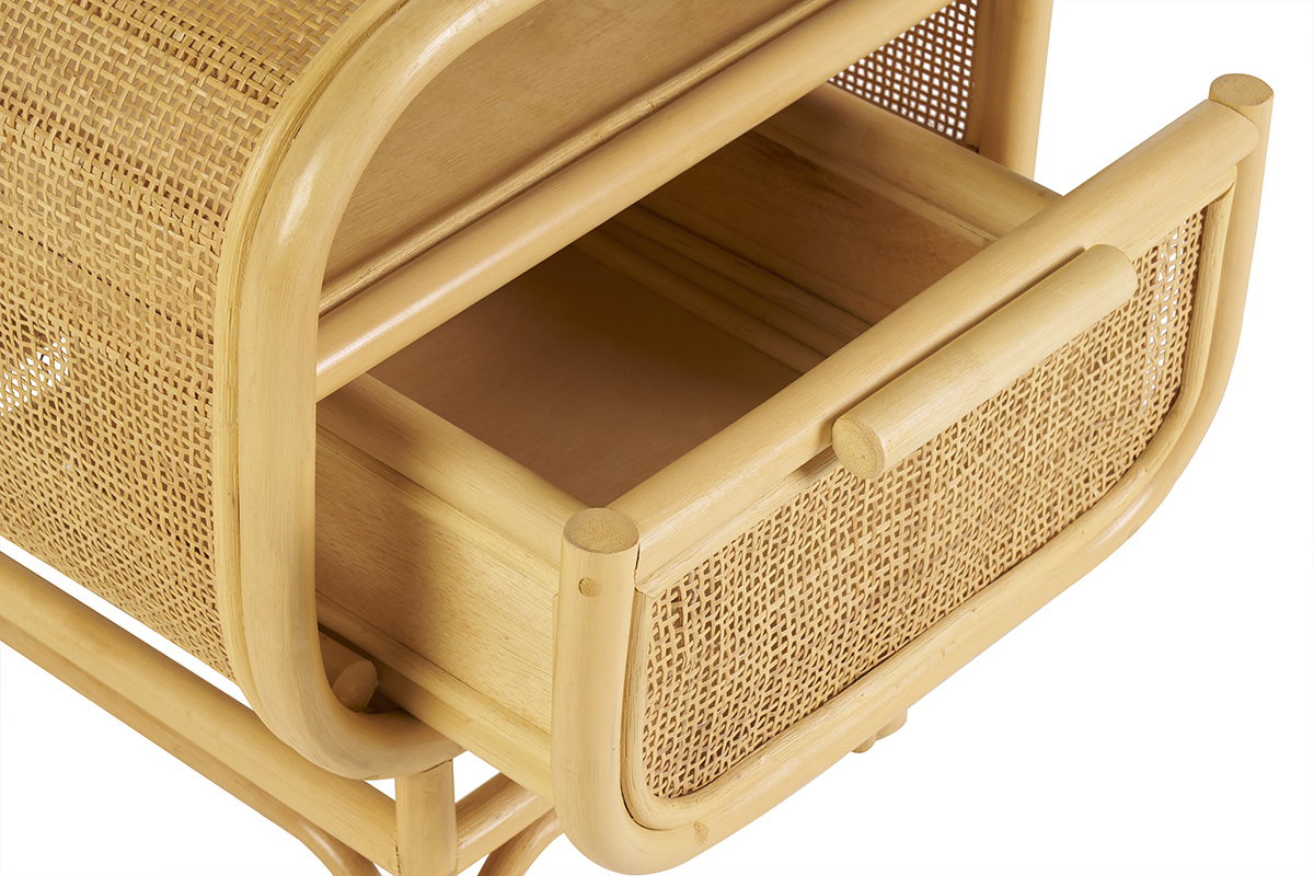 Nachttisch mit Rattan-Schublade LUWAK