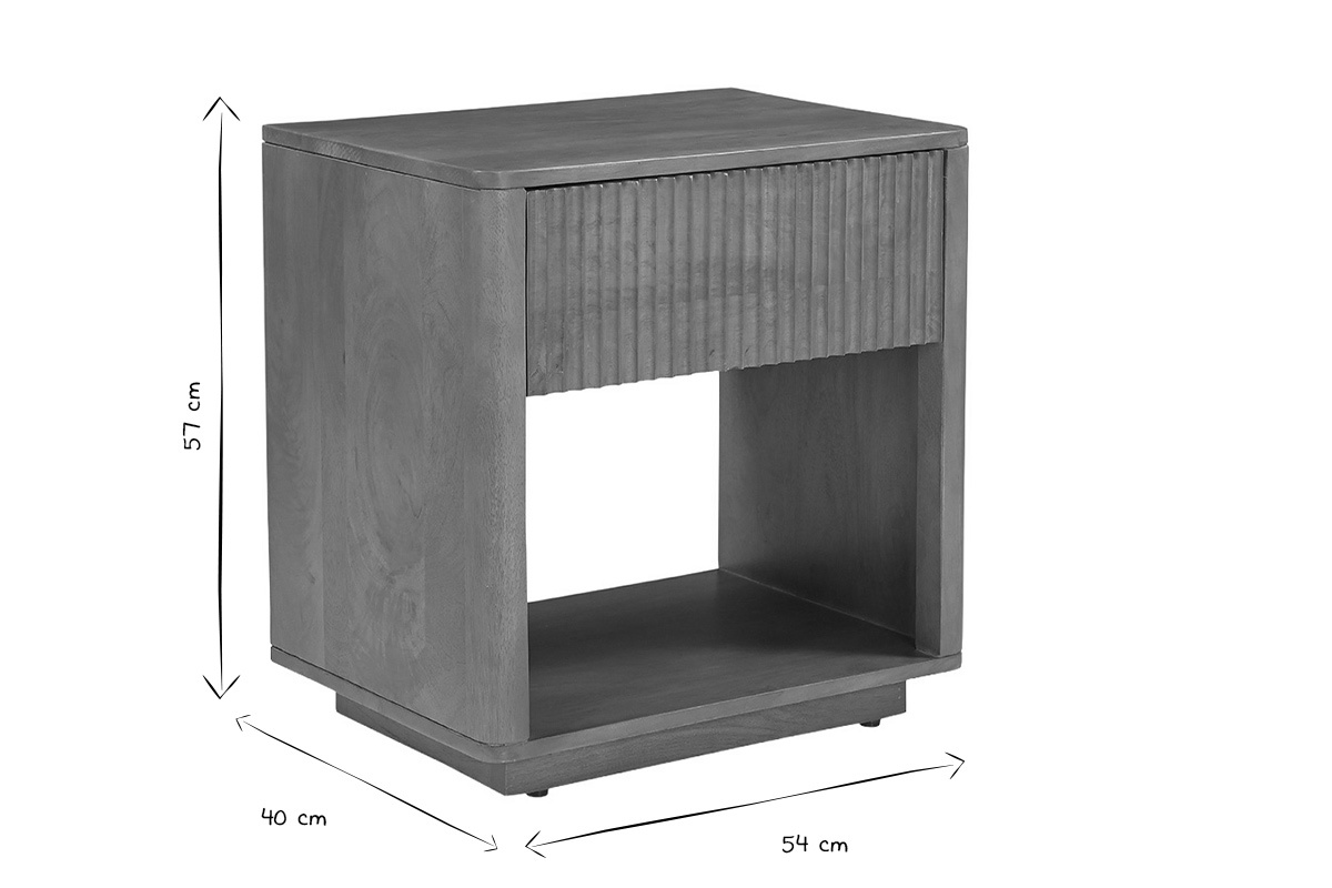 Nachttisch ALDA in Schwarz und Wei� mit angegebenen Ma�en: B54 x T40 x H57 cm.