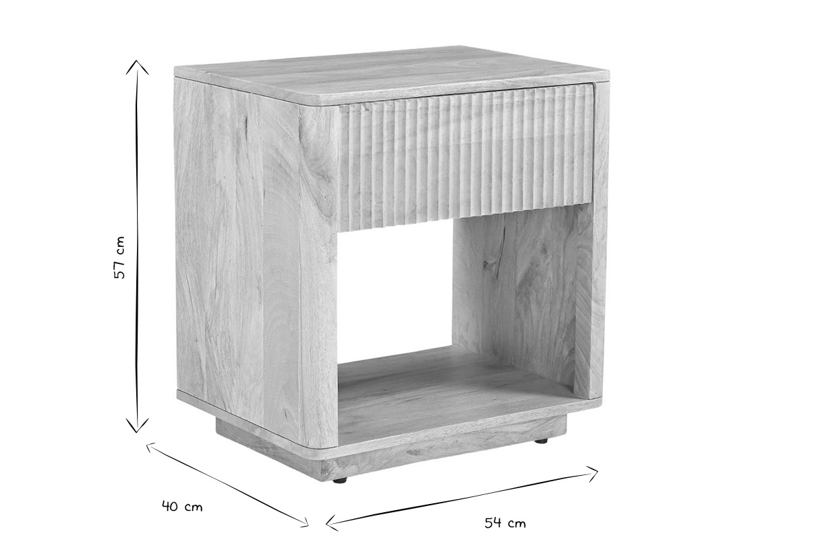 Ma�e des Nachttischs ALDA: B54 x T40 x H57 cm, Drei-viertel-Ansicht