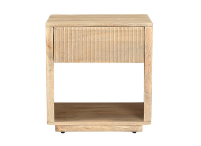Nachttisch mit Schublade aus hellem massivem Mangoholz ALDA