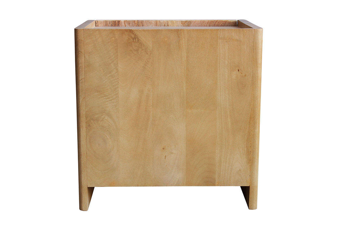 R�ckansicht eines Nachttisches aus massivem Mangoholz.