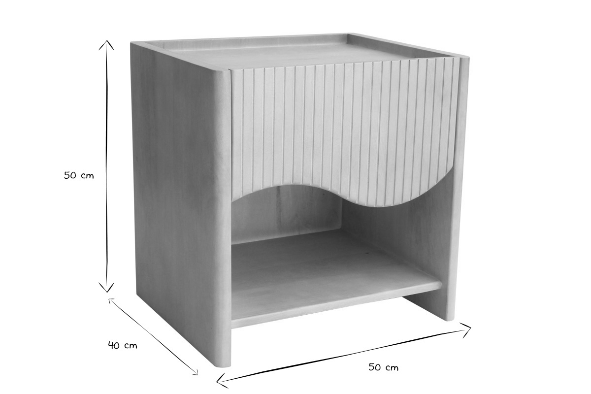 Nachttisch NEREA mit Schublade, Abmessungen 50x40x50 cm, in Schwarz und Wei�.