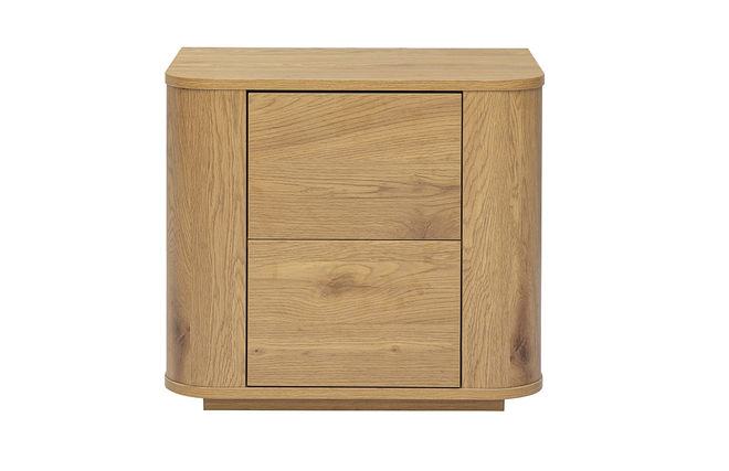 Nachttisch mit Stauraum 2 Schubladen helles Holzfurnier Eiche NEGAN