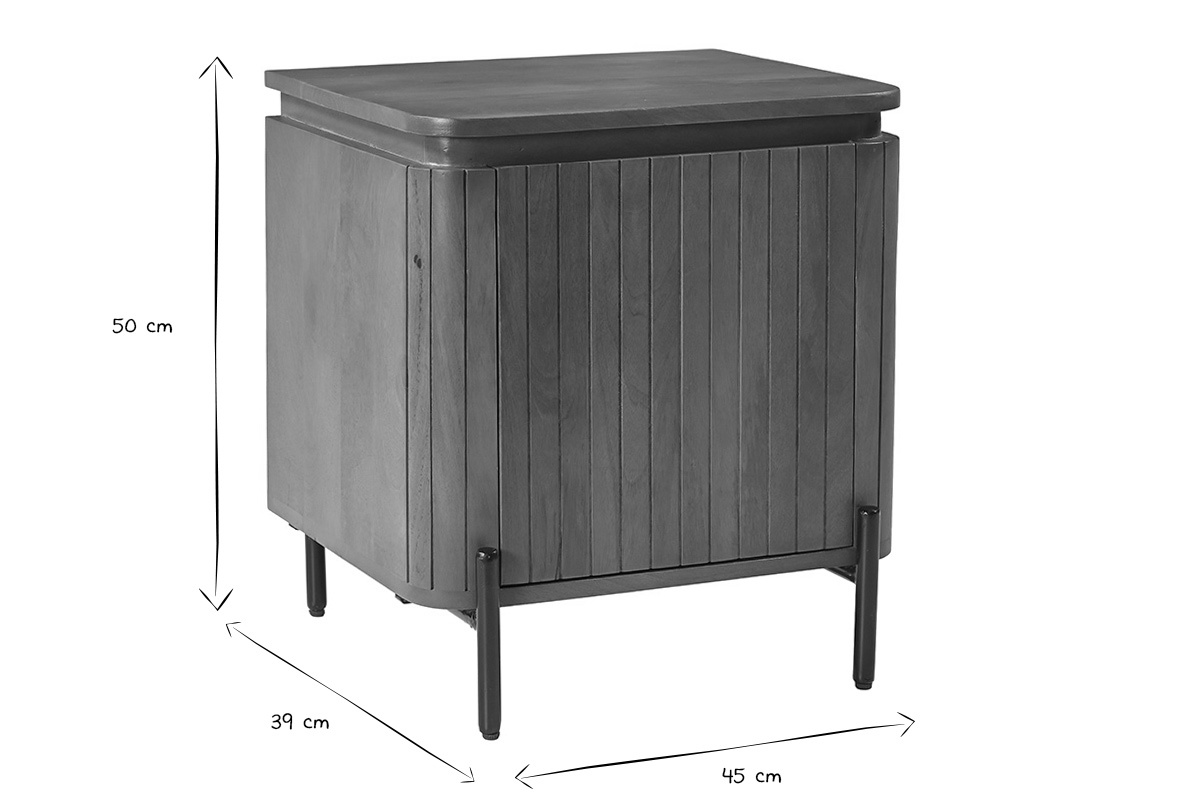 Nachttisch MERIDA in Schwarz und Wei� mit den Ma�en: H50 cm, B45 cm, T39 cm
