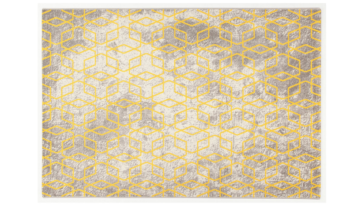 Naturfarbener Teppich mit gelben Motiven 160x230cm SOHO