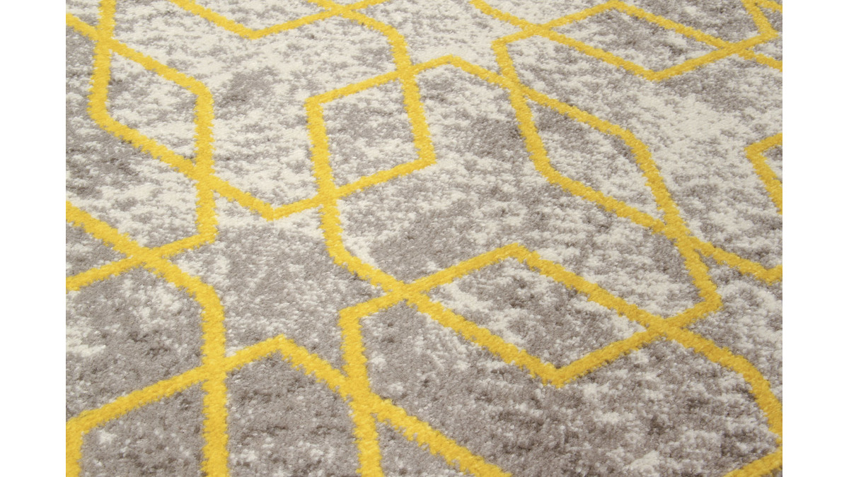 Naturfarbener Teppich mit gelben Motiven 160x230cm SOHO