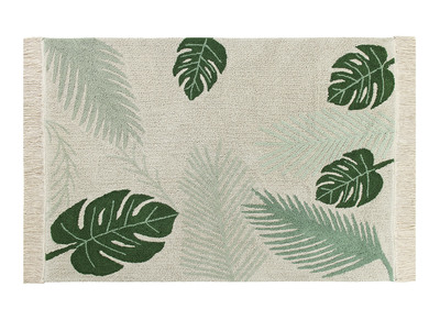 Naturfarbener Teppich mit grünen Blättern 140x200 cm JUNGLE -