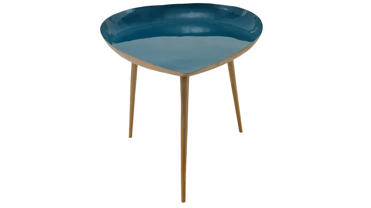 Niedriger Design-Tisch aus blaugrn lackiertem Stahl DROP