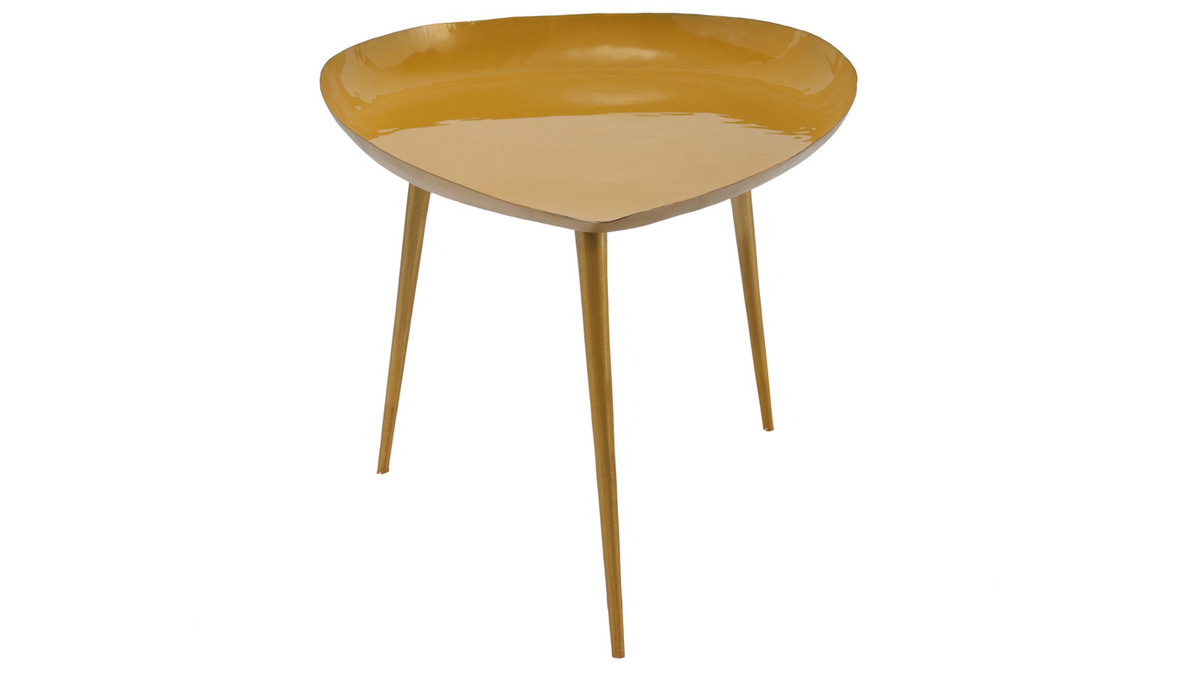 Niedriger Design-Tisch aus gelb lackiertem Stahl DROP