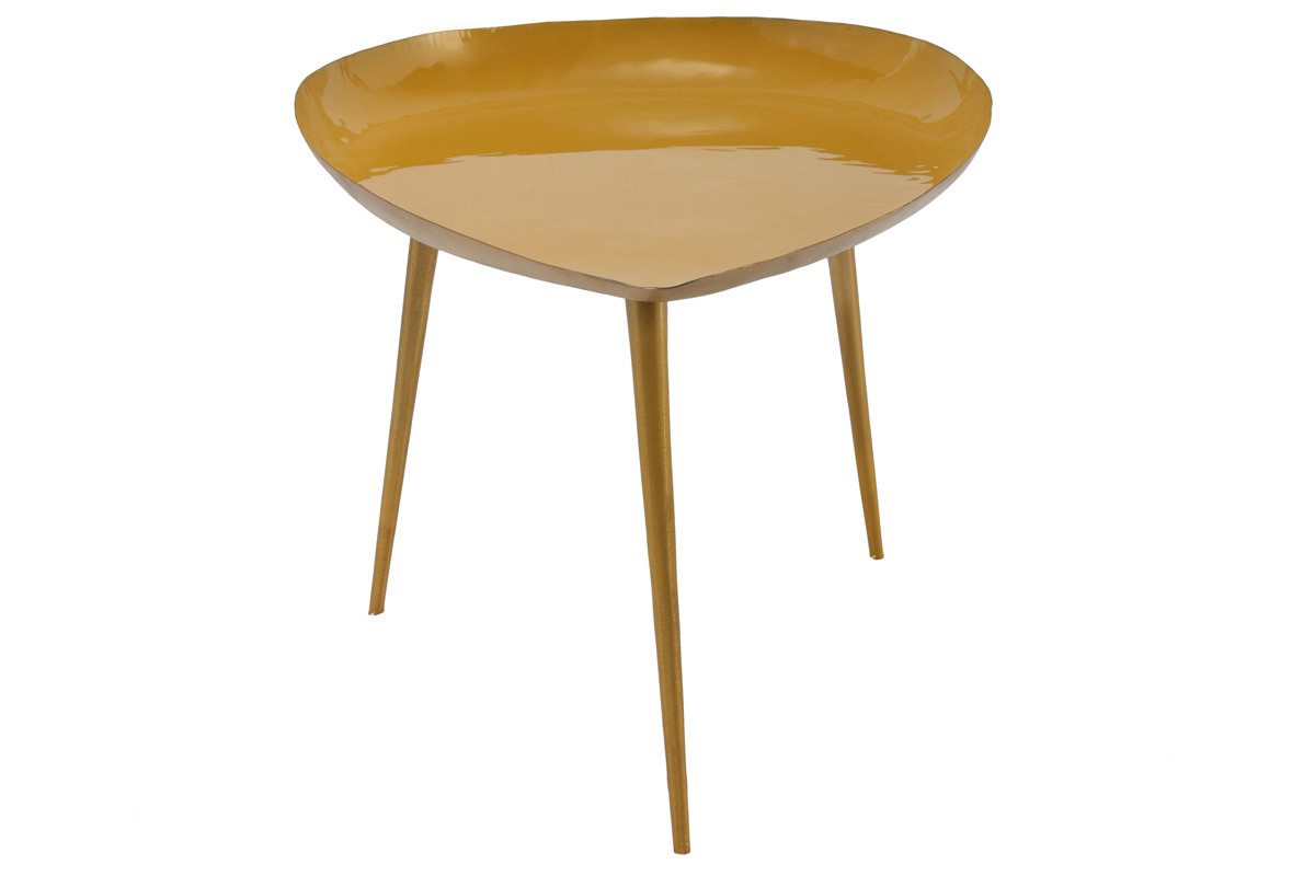 Niedriger Design-Tisch aus gelb lackiertem Stahl DROP