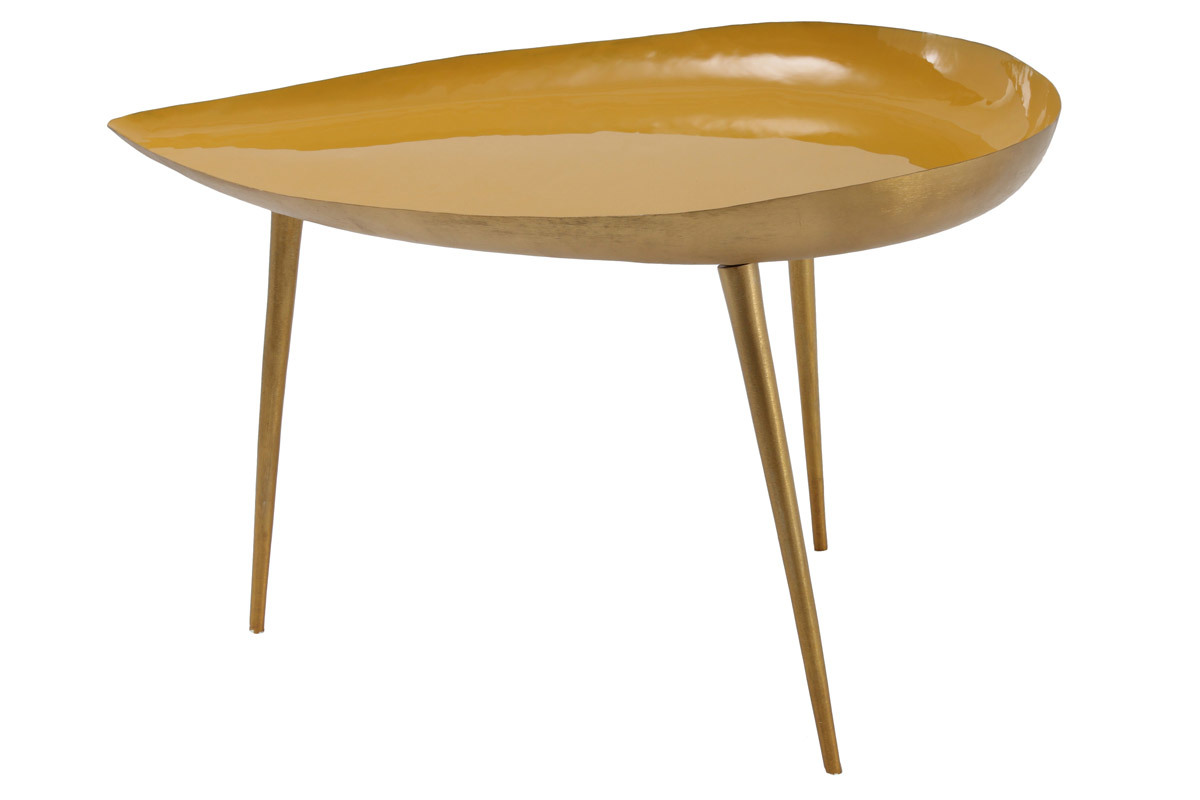 Niedriger Design-Tisch aus gelb lackiertem Stahl DROP