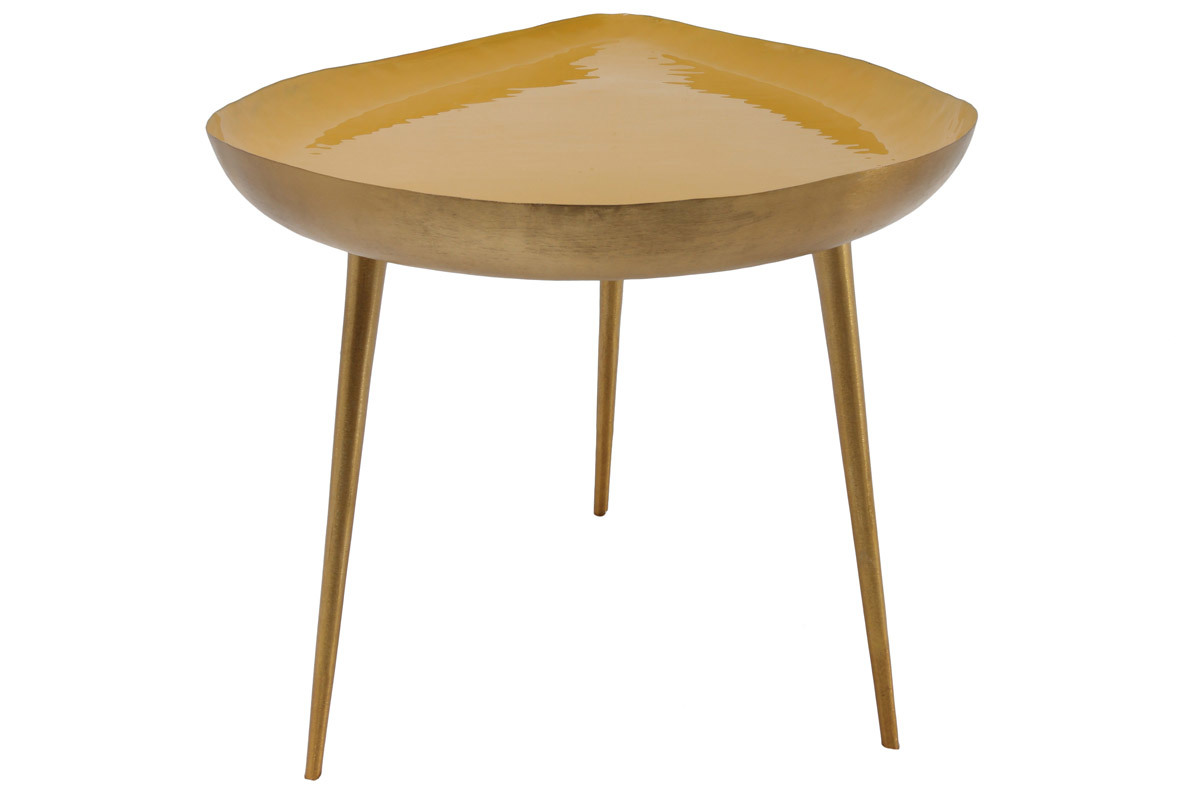 Niedriger Design-Tisch aus gelb lackiertem Stahl DROP