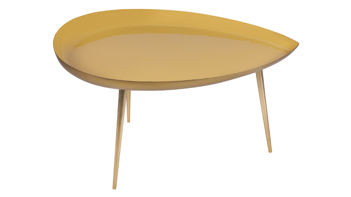 Niedriger Design-Tisch aus gelblackiertem Stahl DROP