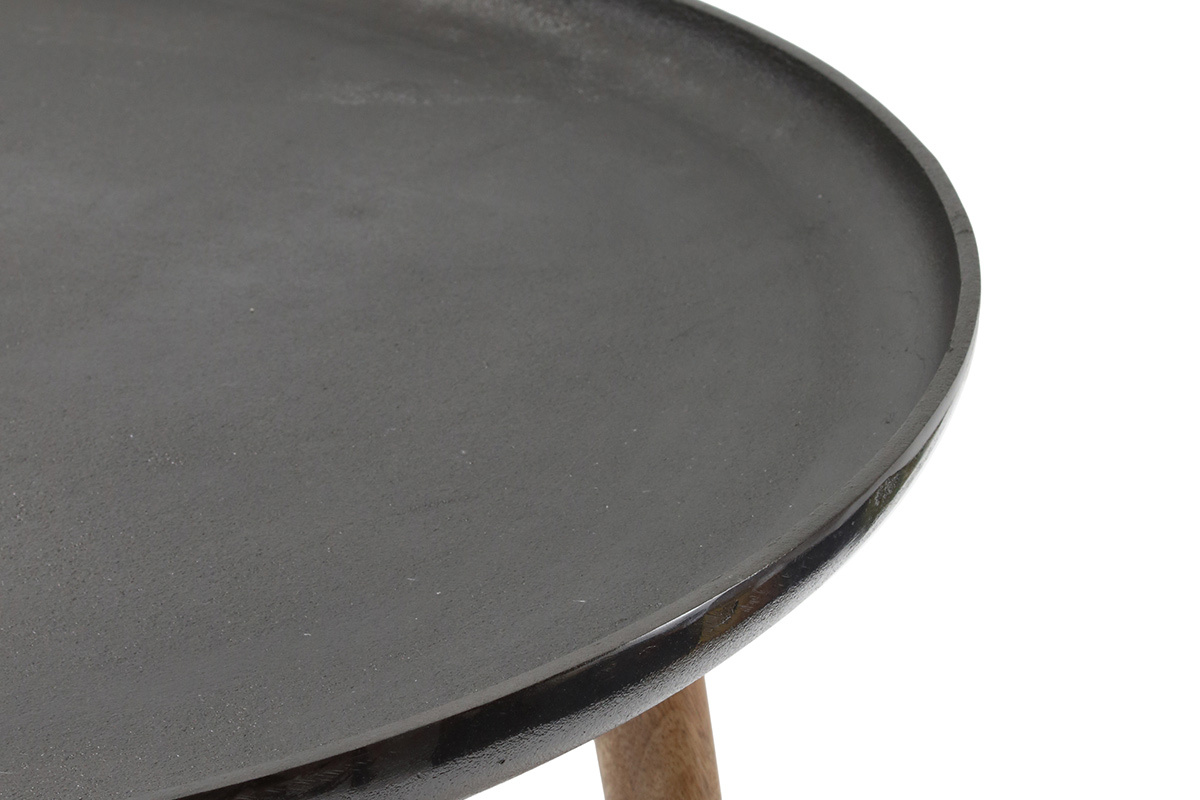 Niedriger Design-Tisch aus Metall und Fen aus Holz LUMI