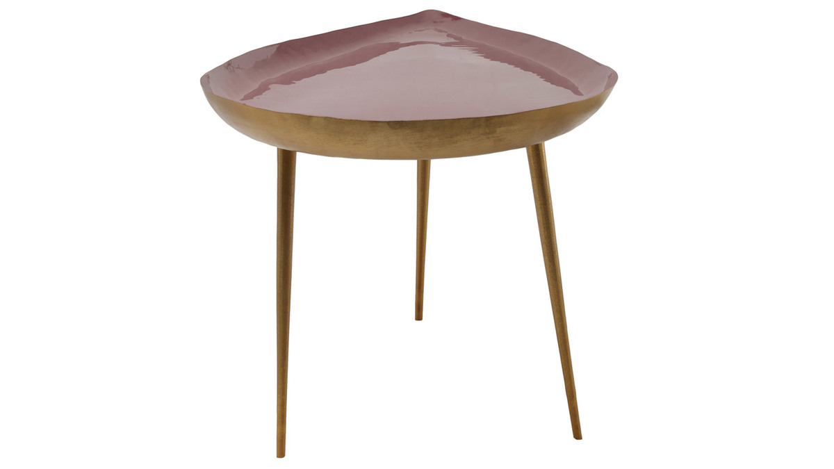 Niedriger Design-Tisch aus rosa lackiertem Stahl DROP