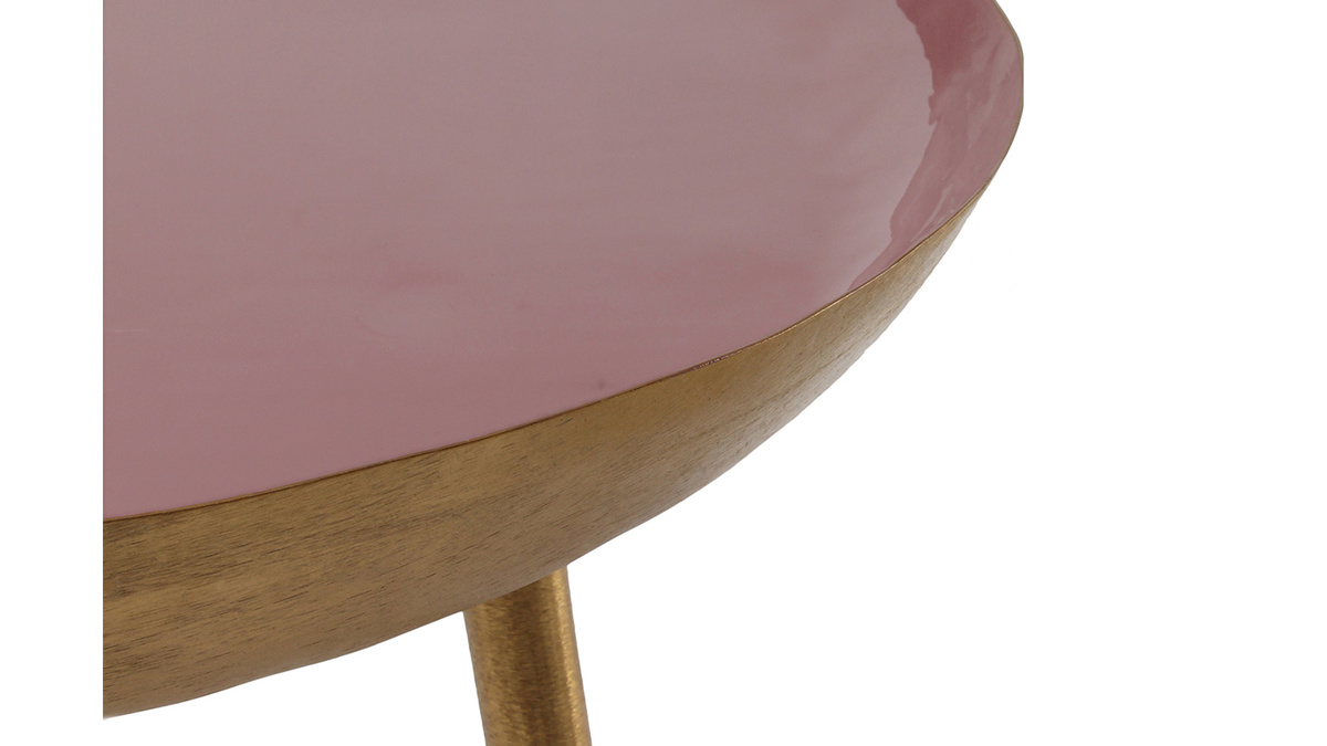 Niedriger Design-Tisch aus rosa lackiertem Stahl DROP