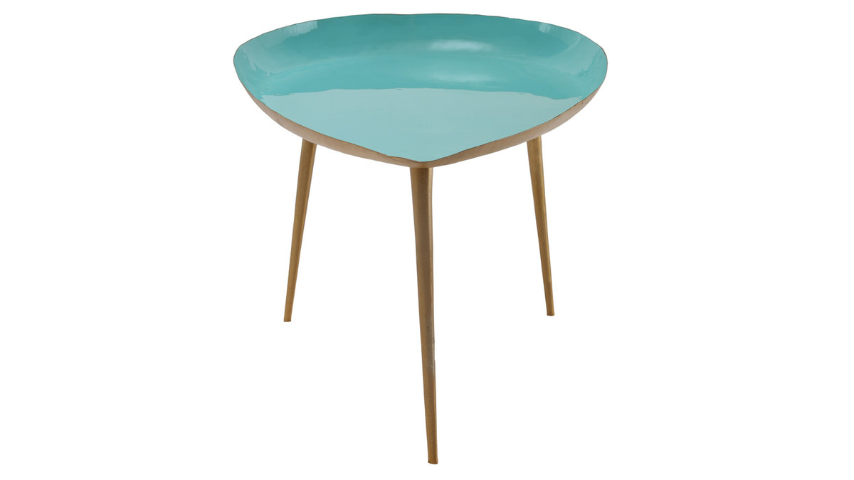 Niedriger Design-Tisch aus wassergrn lackiertem Stahl DROP