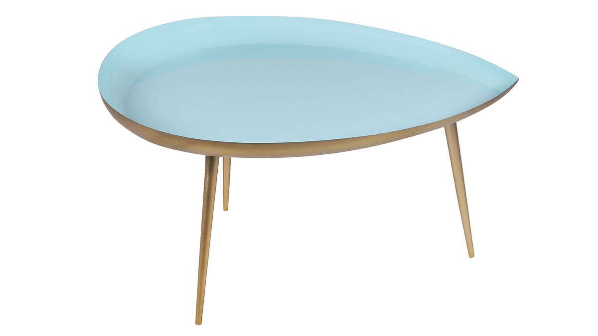 Niedriger Design-Tisch aus wei lackiertem Stahl DROP