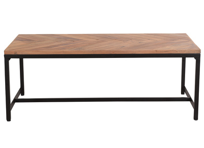 Niedriger Tisch modern aus Akazienholz und schwarzem Metall STICK