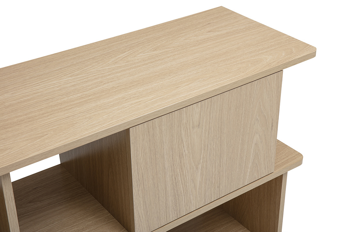 Niedriges B�cherregal mit Stauraum, helle Eichenholzoptik, L140 cm JANICE