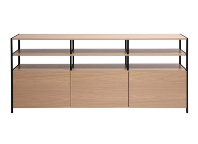 Niedriges Sideboard in heller Eichenholzoptik und schwarzem Metall L180 cm MAXENCE