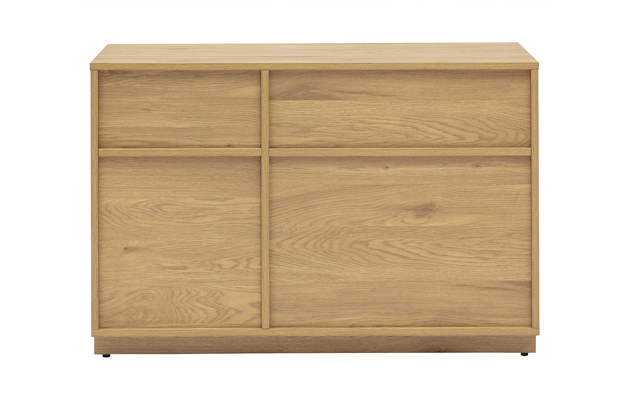 Helles Eichenholz Buffet SEVILLE, R�ckansicht, mit offenen Aufbewahrungsm�glichkeiten und geraden Linien.