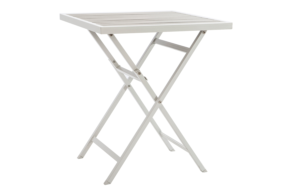 Outdoor-Esszimmer mit Tisch und 2 Klappsthlen Wei und Grau MOJITO