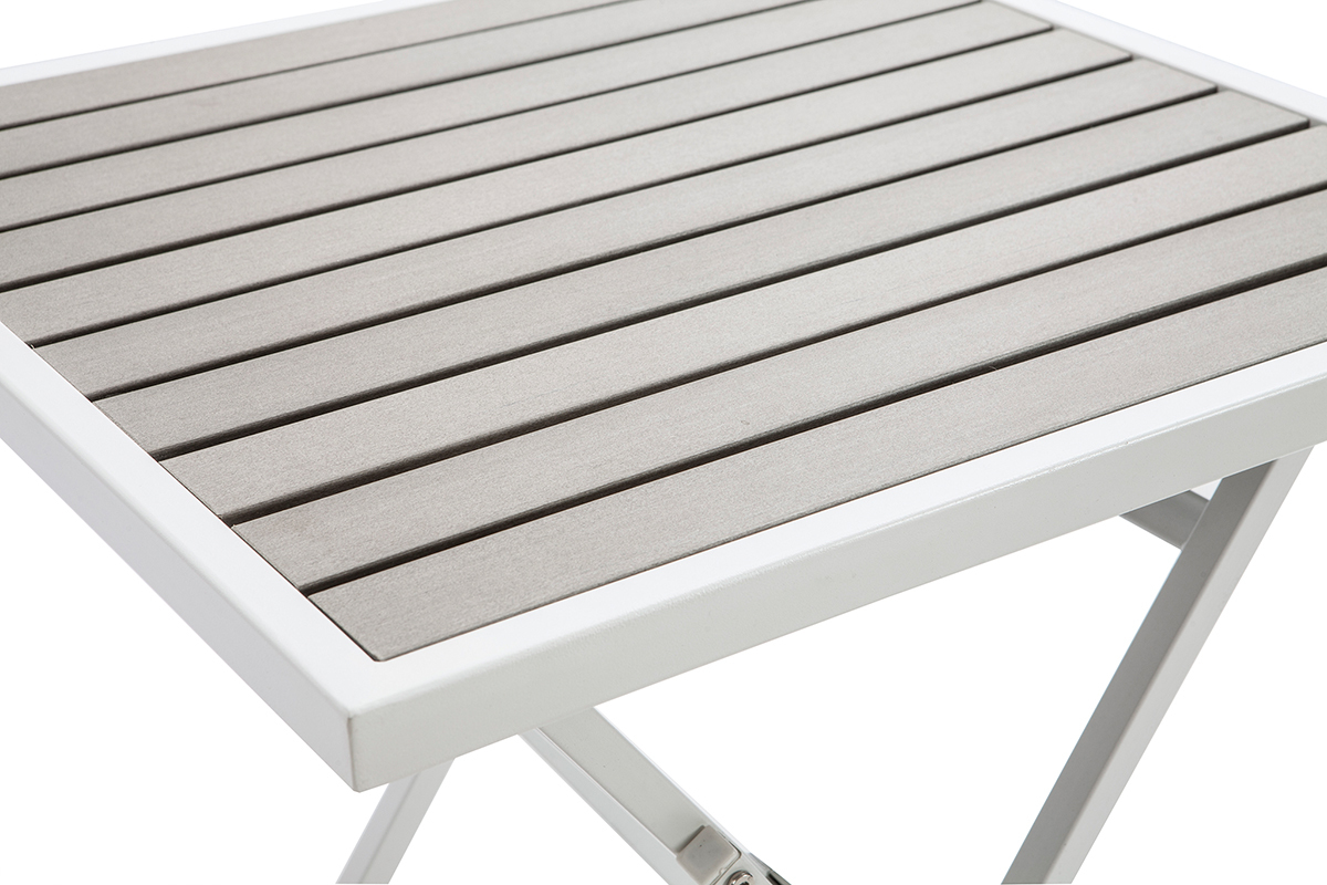 Outdoor-Esszimmer mit Tisch und 2 Klappsthlen Wei und Grau MOJITO