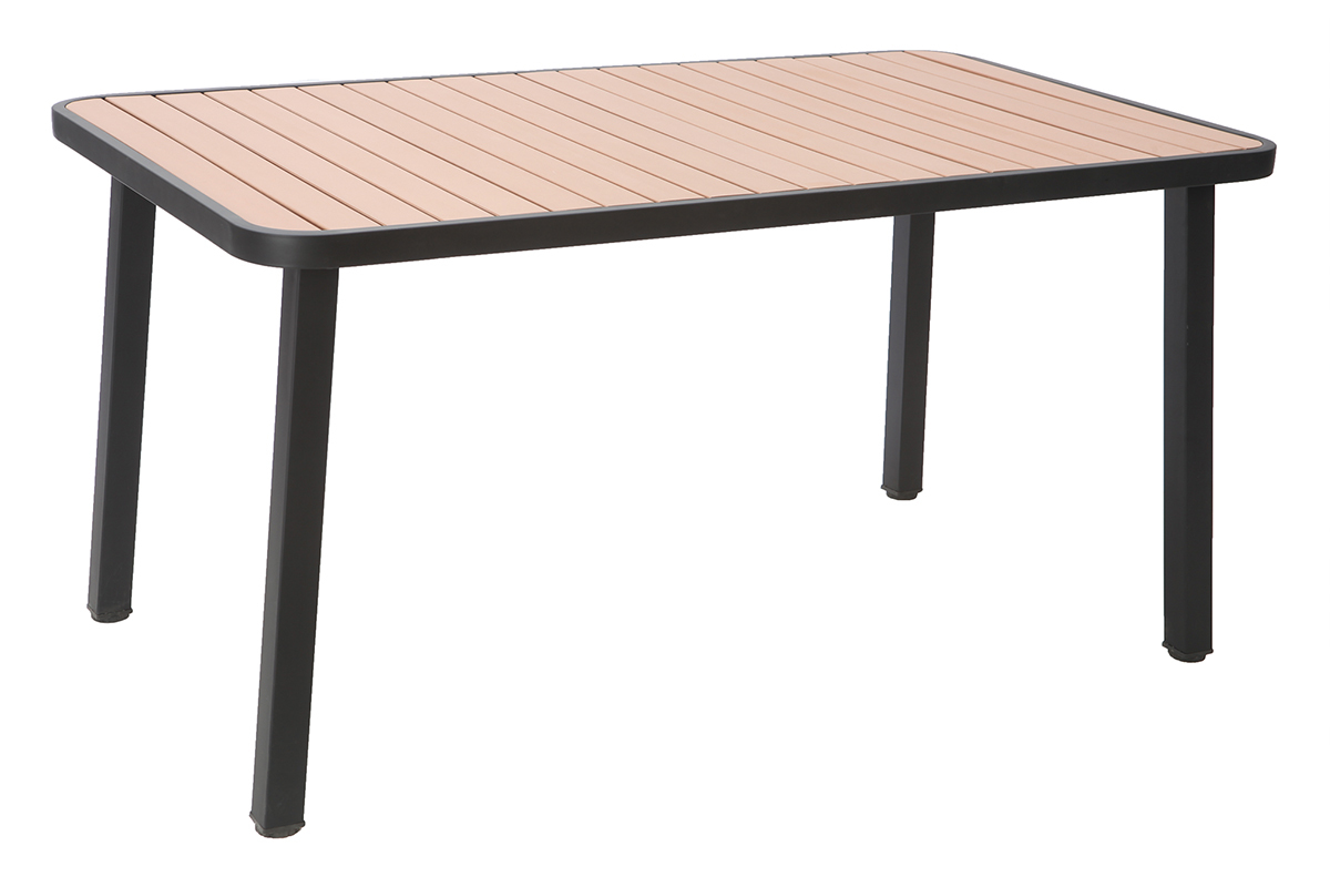 Outdoor-Esszimmer mit Tisch und 4 Sthlen aus Holz und schwarzem Metall BERLINER